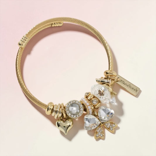 Bow Collection Bracelet - Gold/White Bling