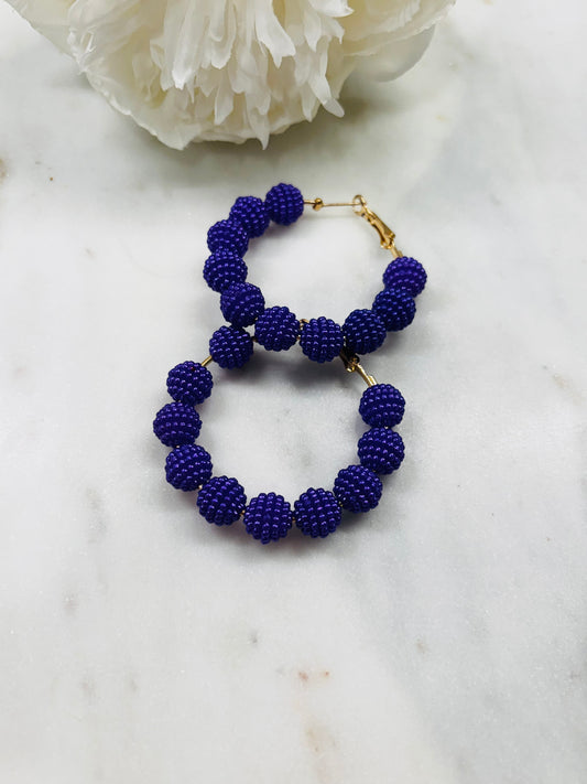 Spring Ready Beaded Hoops - Purple