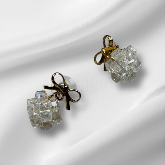 Bow Crystal Cluster Earrings