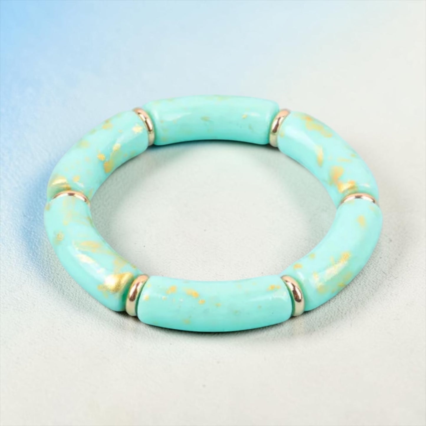 Colorful Gold Flakes Bangle - Turquoise