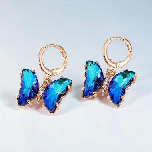Bling Butterfly Earrings - Blue