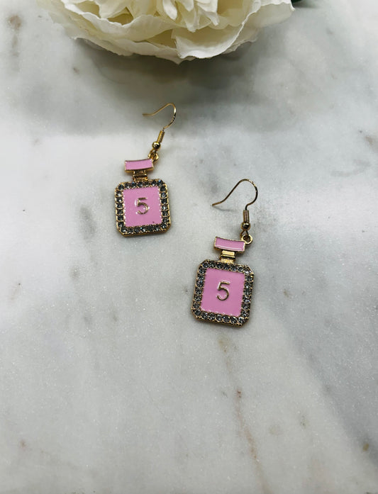 Number 5 Earrings - Pink