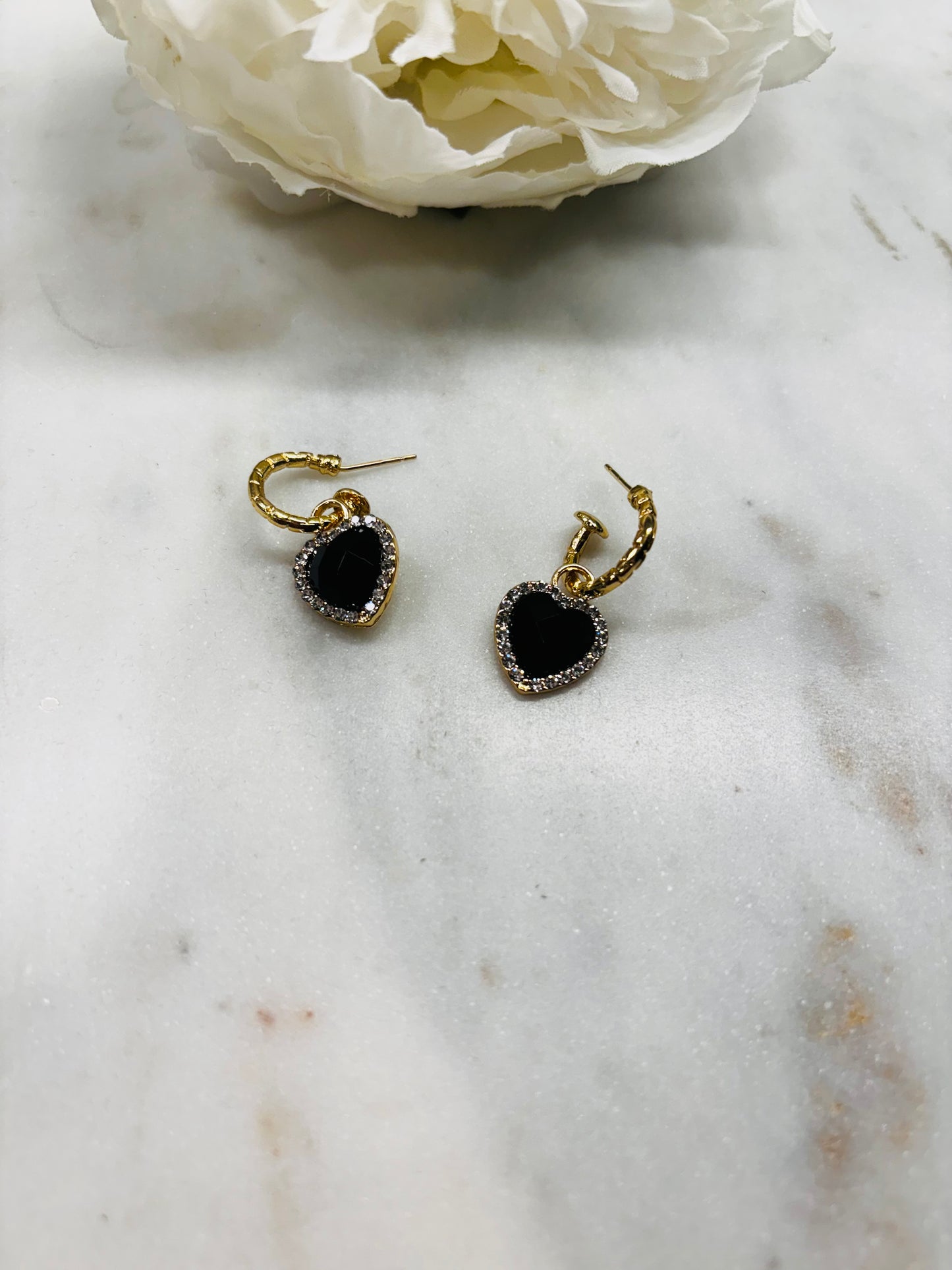 Black Heart Love Earrings
