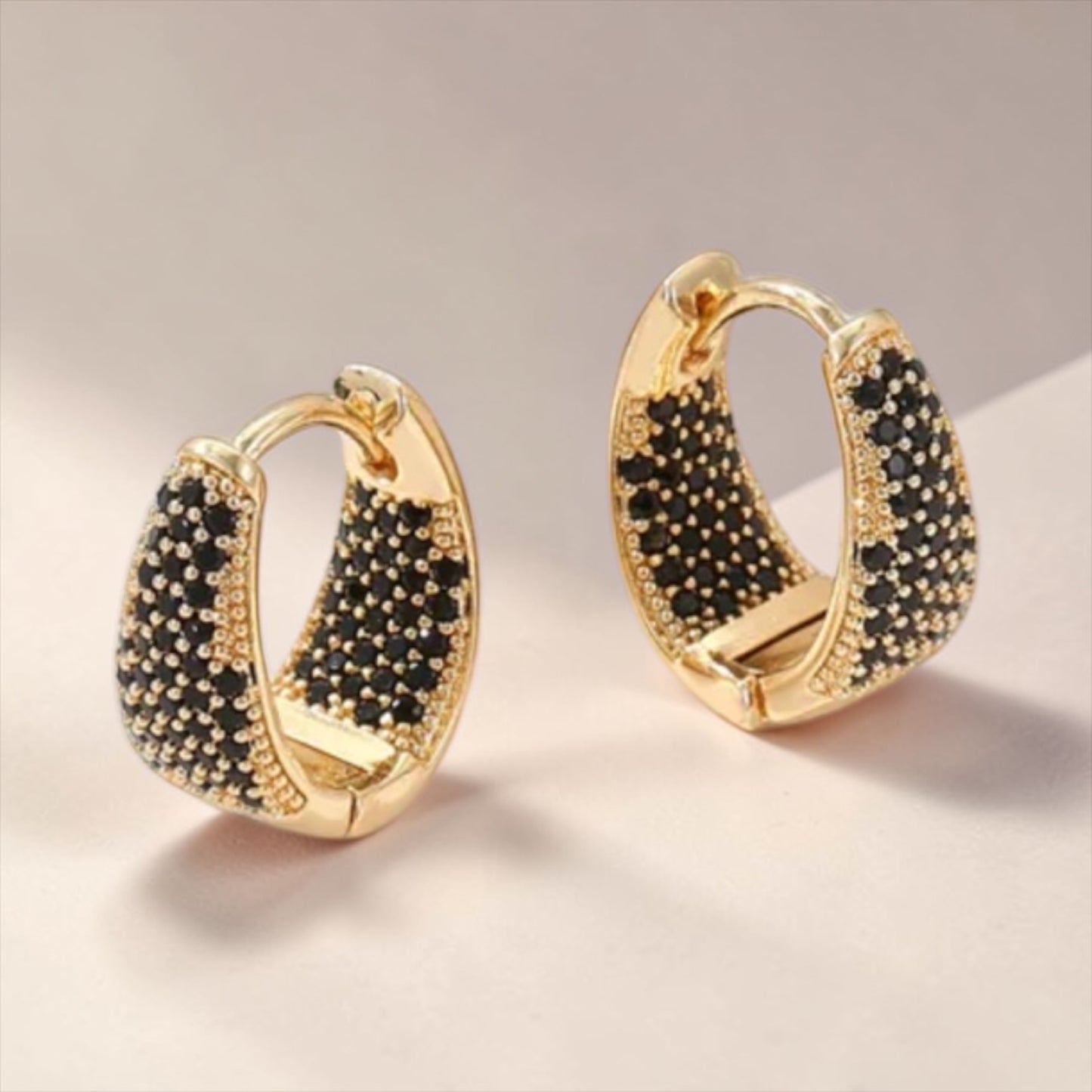 Dipped In Bling Earrings -  Gold/Black Diamond