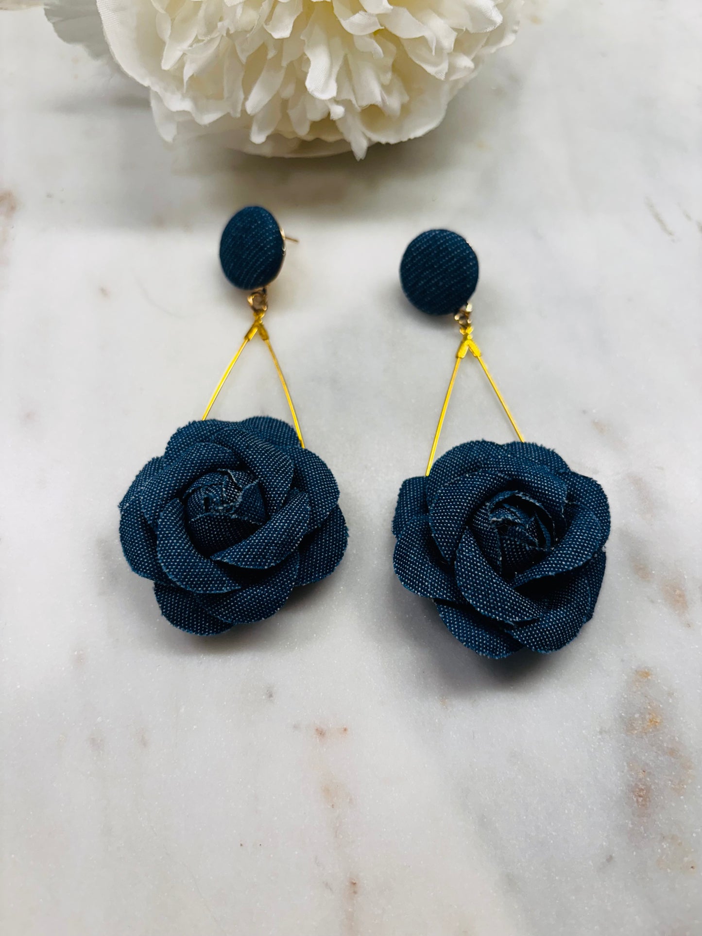 Denim Drop Earrings - Dark Denim