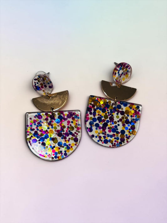 Time To Celebrate Earrings - Blue/Purple/Gold