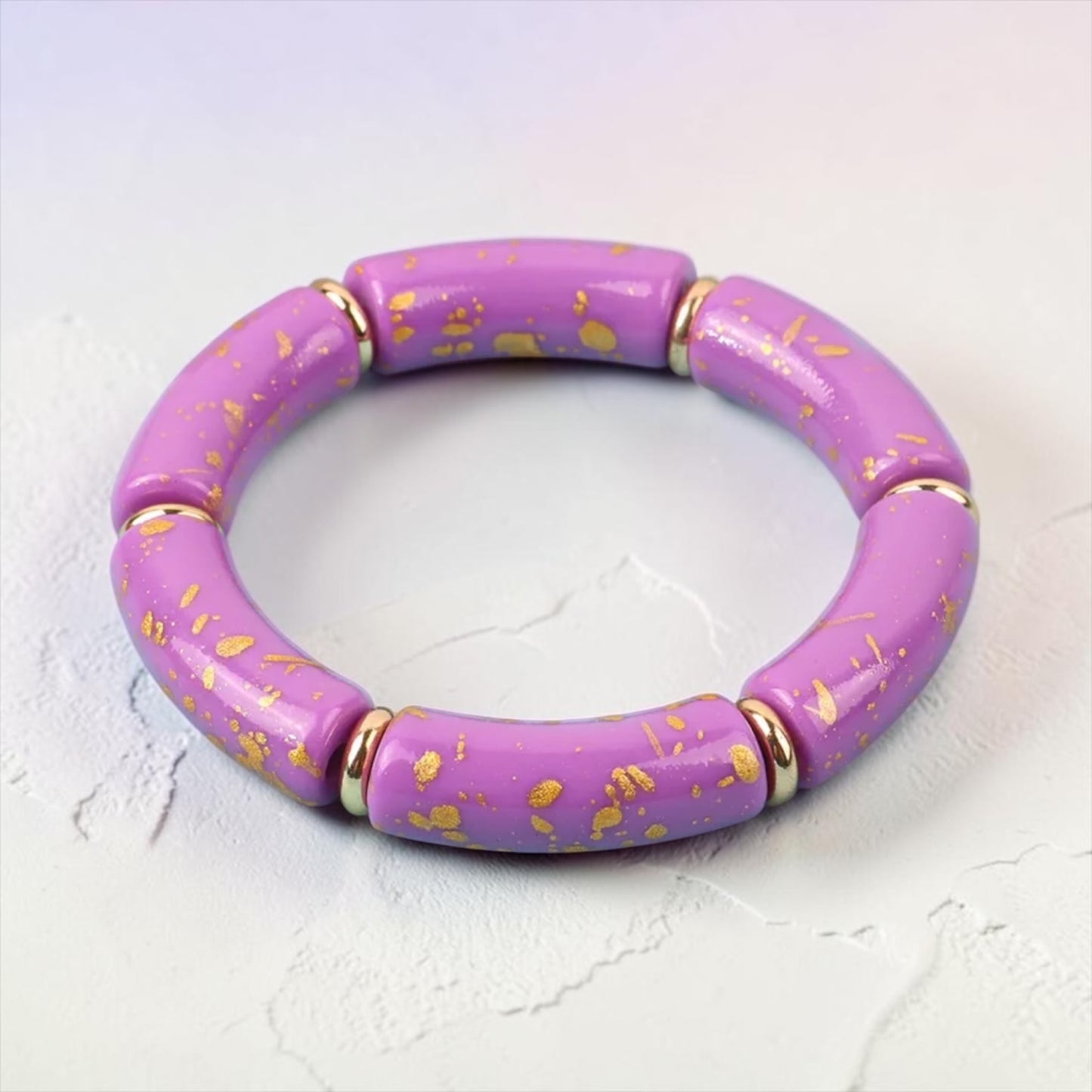 Colorful Gold Flakes Bangle - Purple