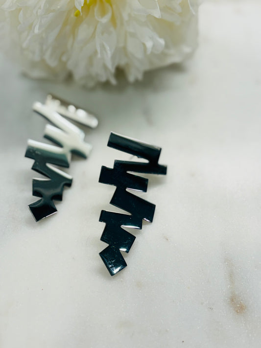 Jagged Edge Earrings - Silver