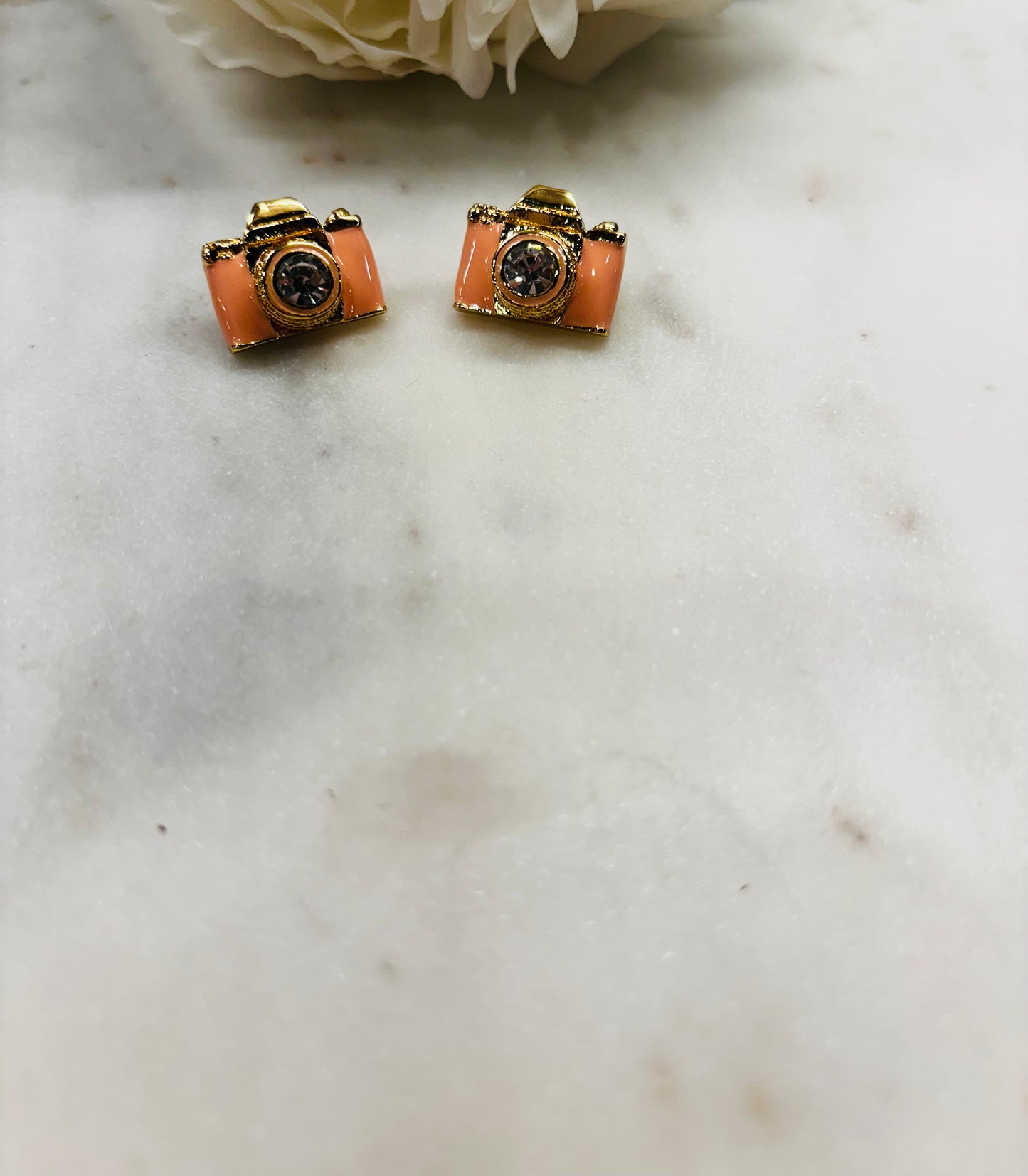 Lights, Camera, Action Earrings - Coral