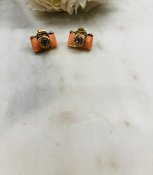Lights, Camera, Action Earrings - Coral