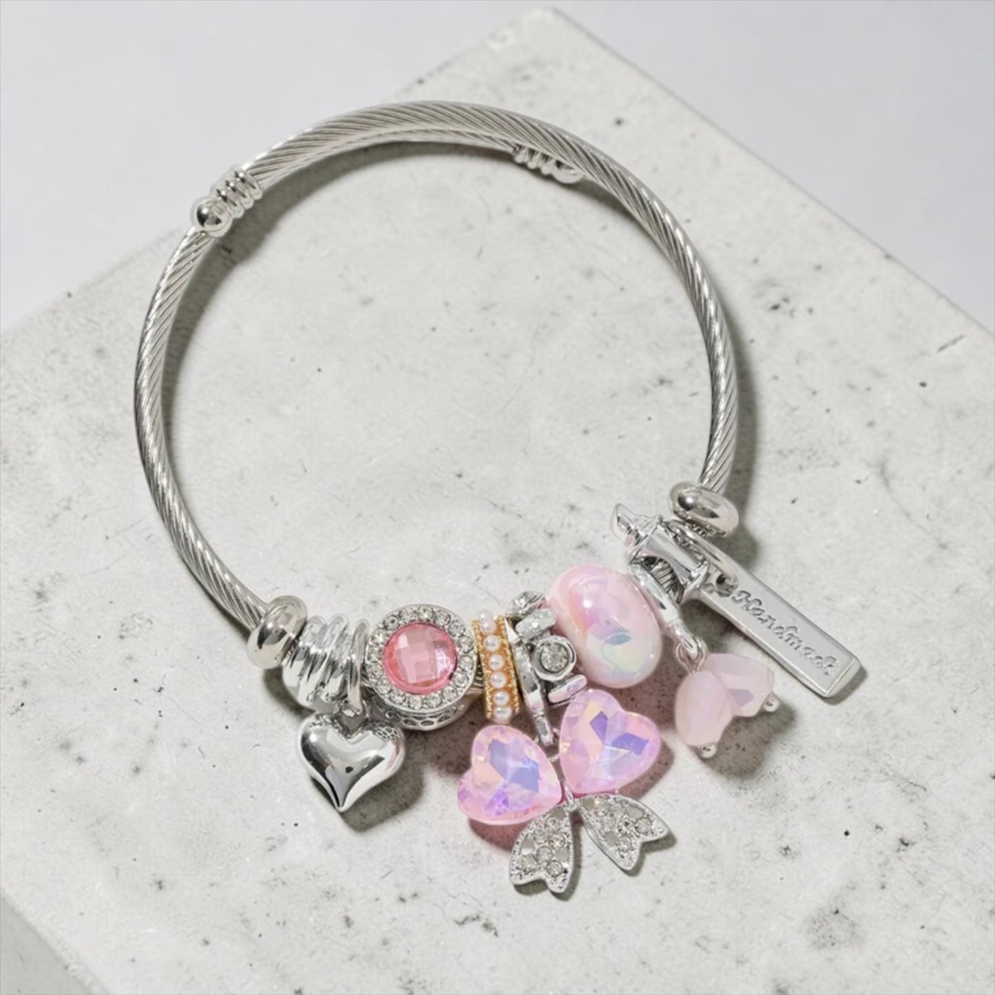 Bow Collection Bracelet - Silver/Pink