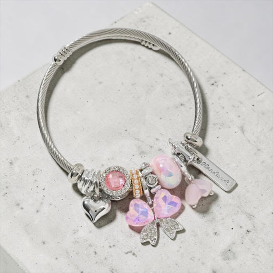 Bow Collection Bracelet - Silver/Pink