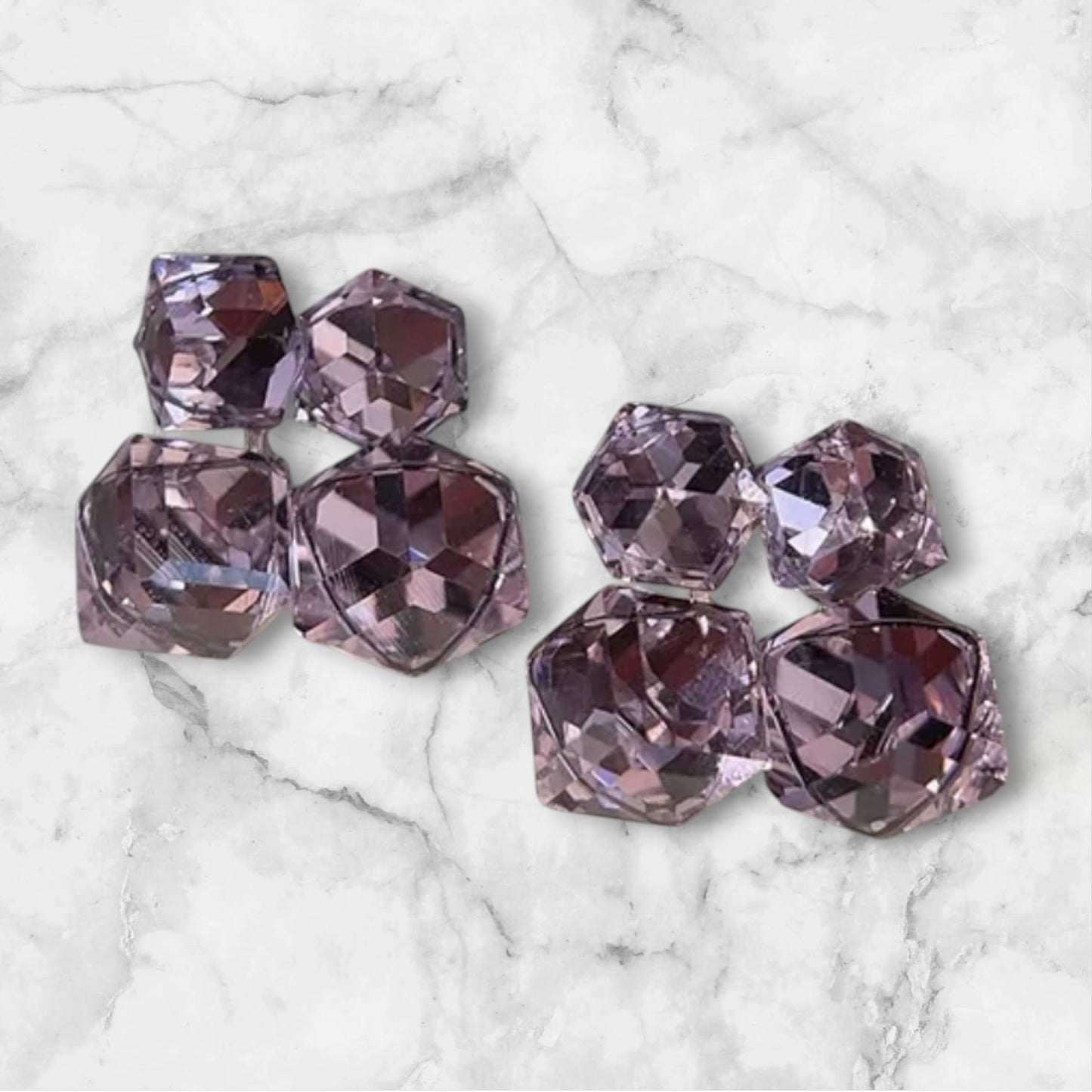 Purple Bling Drop Earrings - Sterling Silver