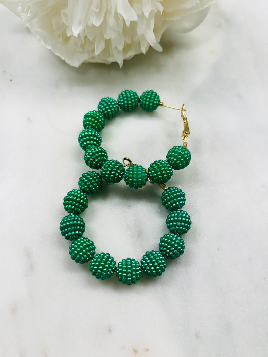 Spring Ready Beaded Hoops - Green