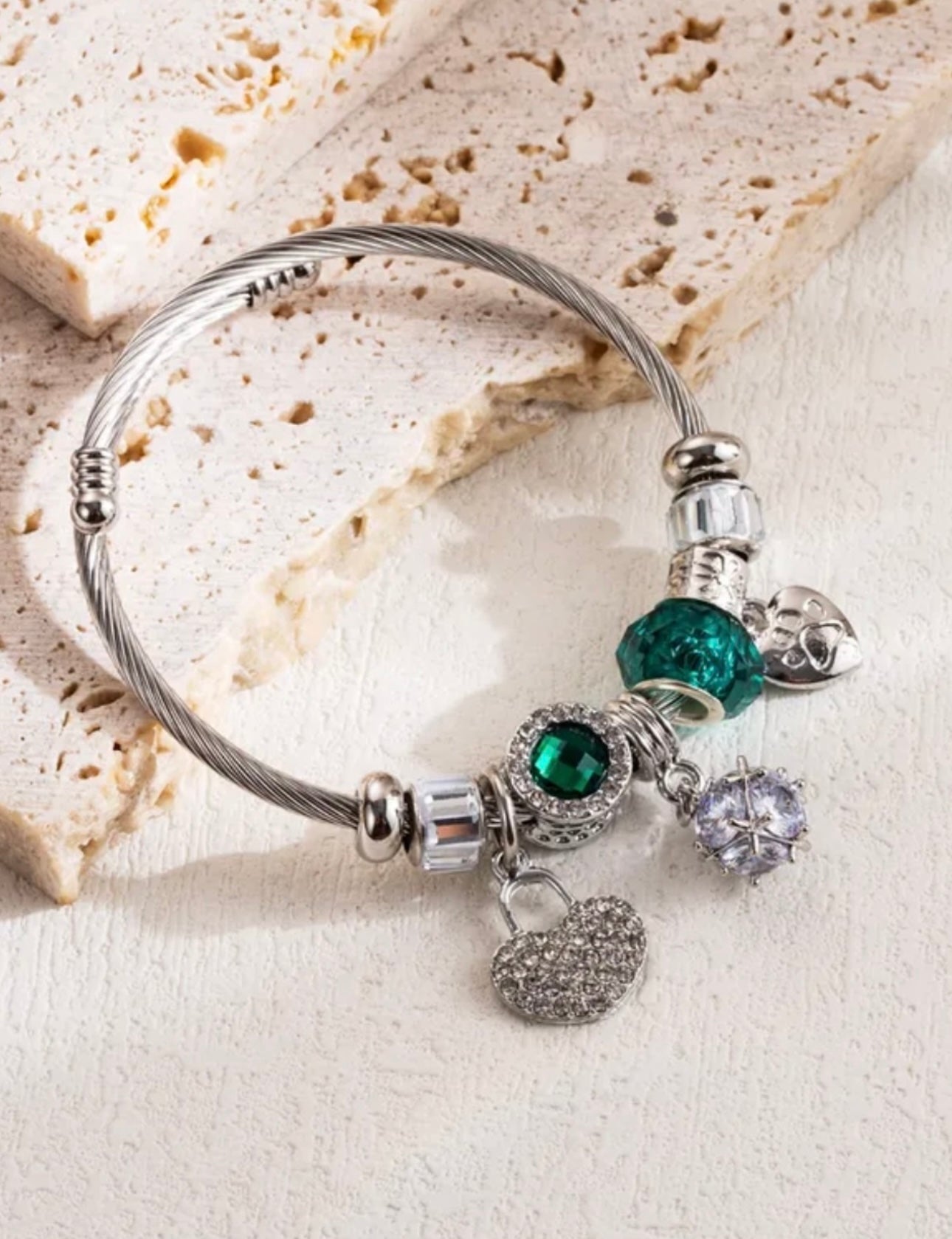 Love Bling Bracelet - Green/Silver
