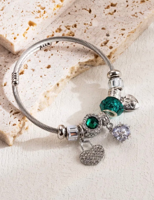 Love Bling Bracelet - Green/Silver