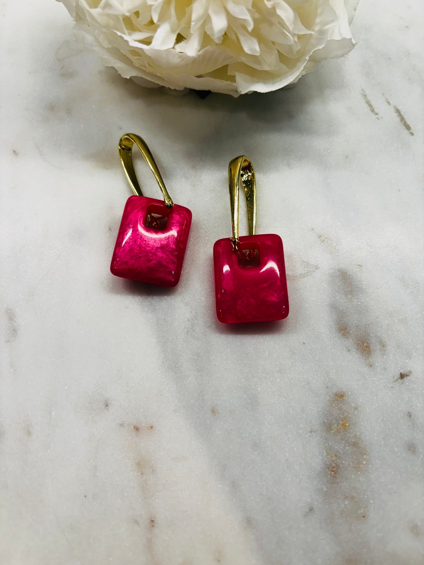 Glaze Thru It Earrings - Pink