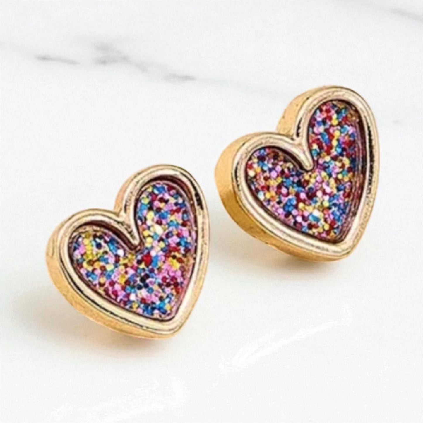 My Glitter Heart Stud Earrings