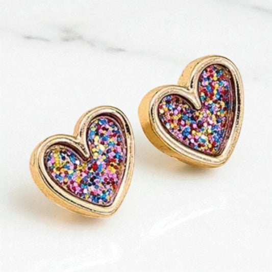 My Glitter Heart Stud Earrings