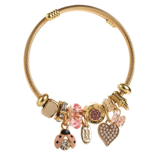 Lady I Am Ladybug Bracelet - Pink/Gold