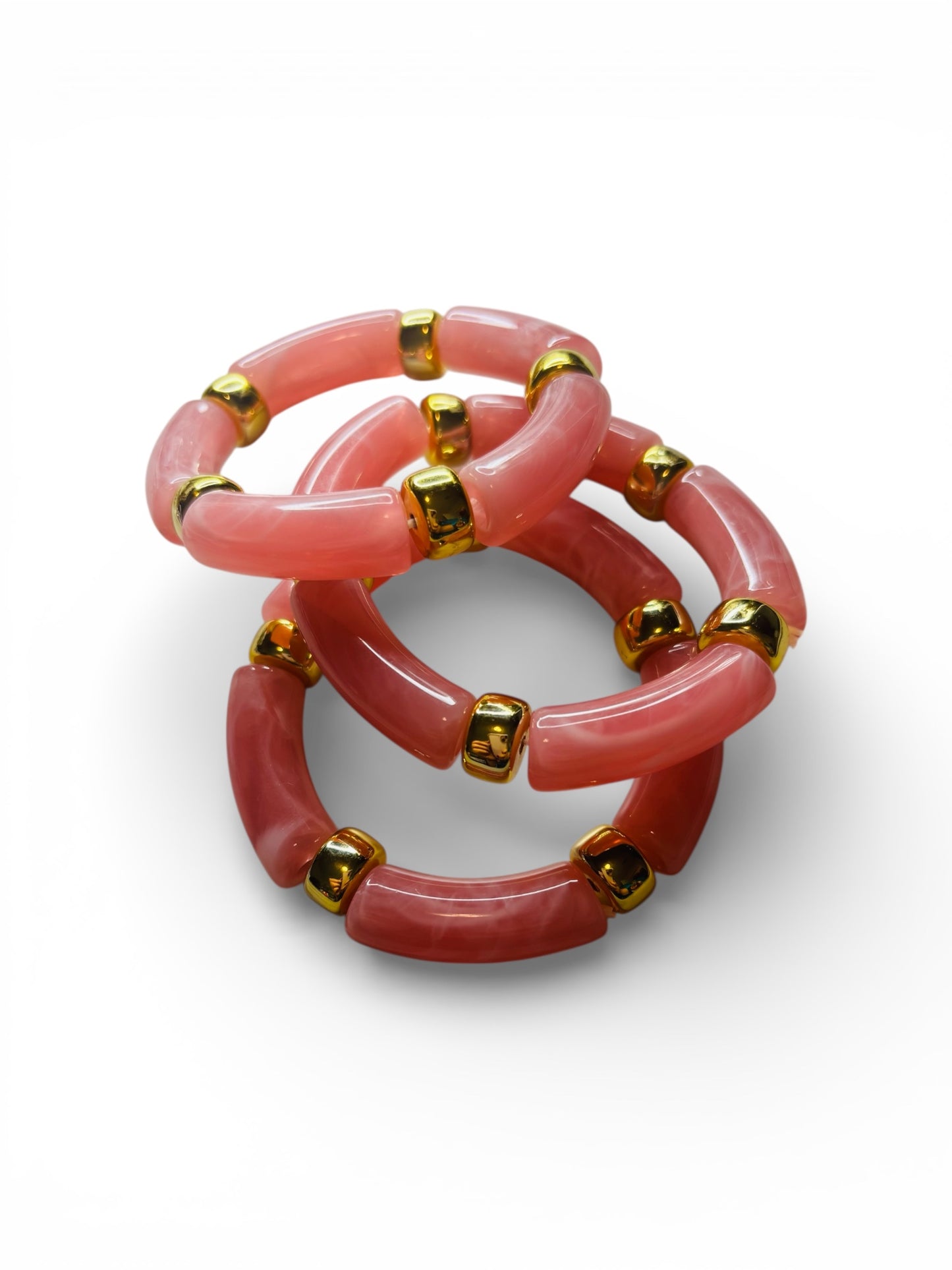 Three's A Charm Bangle Bracelets - Pink