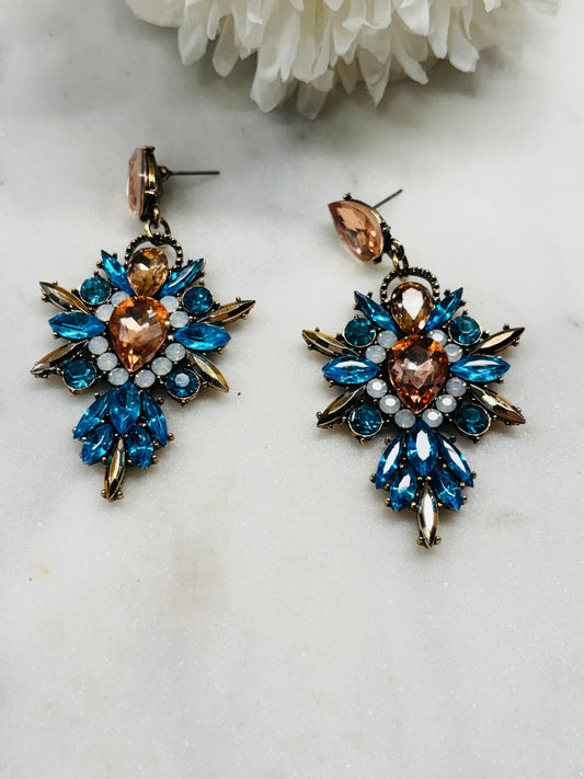 Glam Perfect Earrings - Baby Blue/Champagne