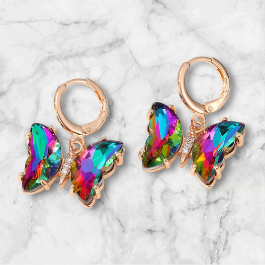 AB Bling Butterfly Earrings