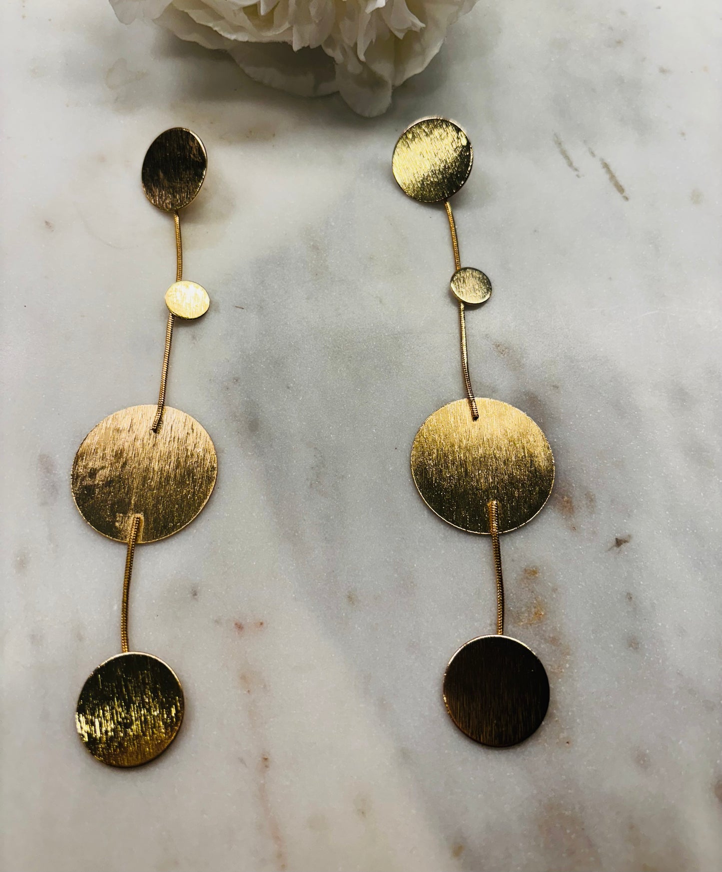 Four Circle Drop Earrings - Gold