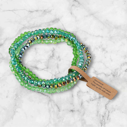 Gemstones Glass Beaded Bracelet - Green