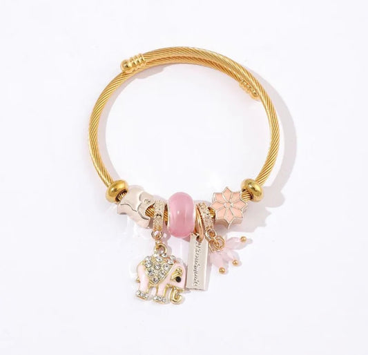 My Elephant Life Bracelet - Gold/Pink