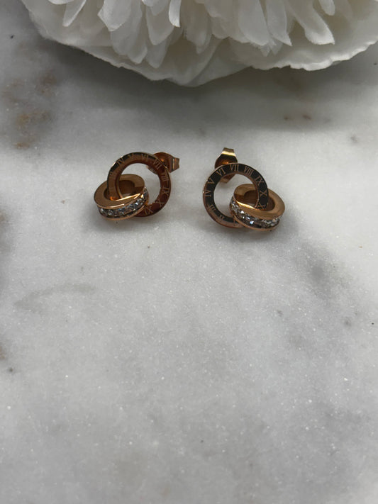 Roman Stainless Steel Earrings - Rose Gold