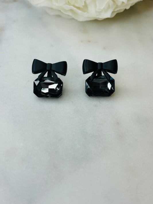 Elegant Black Bow Earrings
