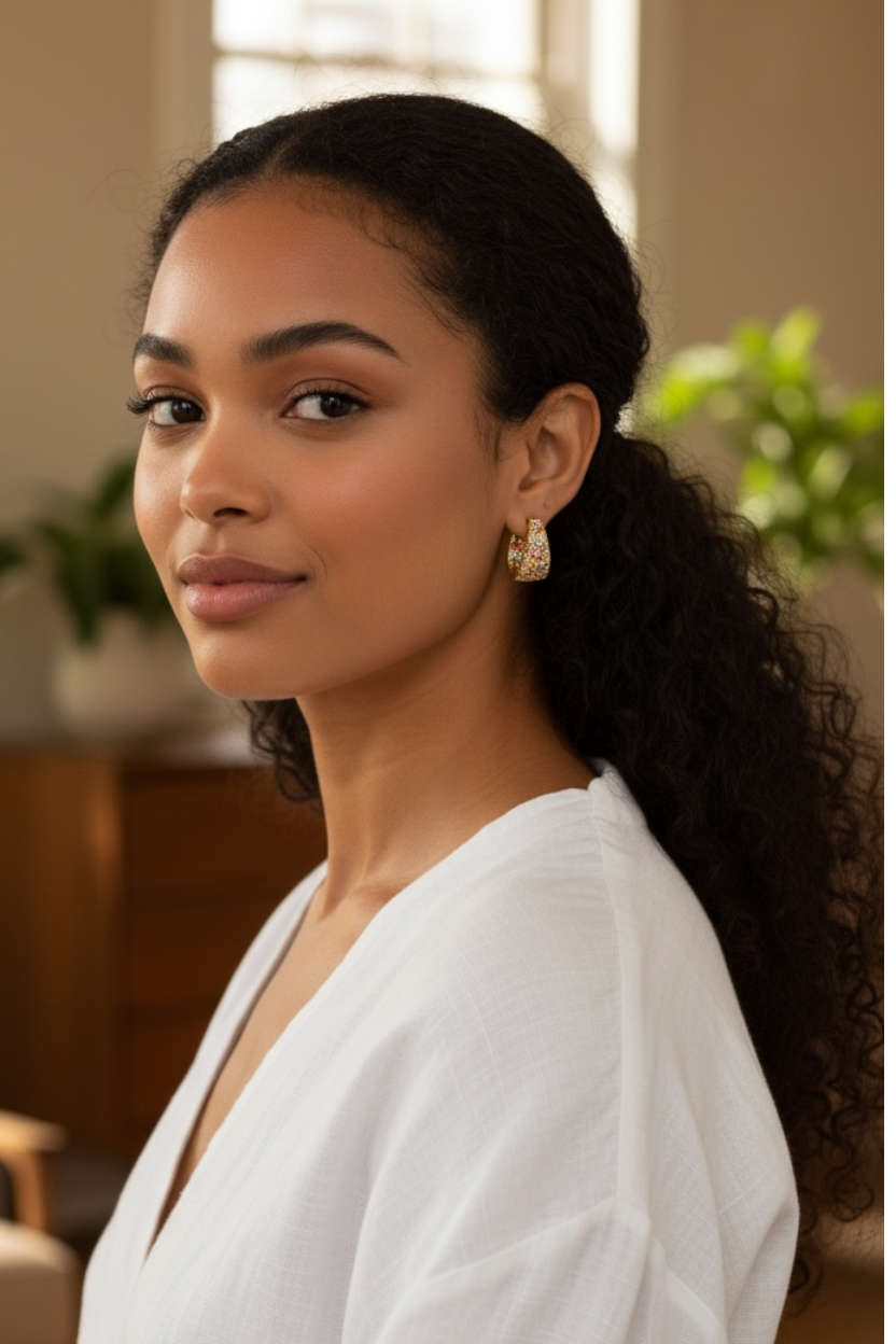 Dipped In Bling Earrings - Multicolor Gold