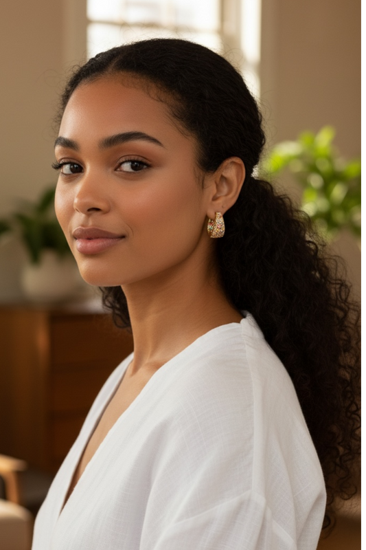 Dipped In Bling Earrings - Multicolor Gold