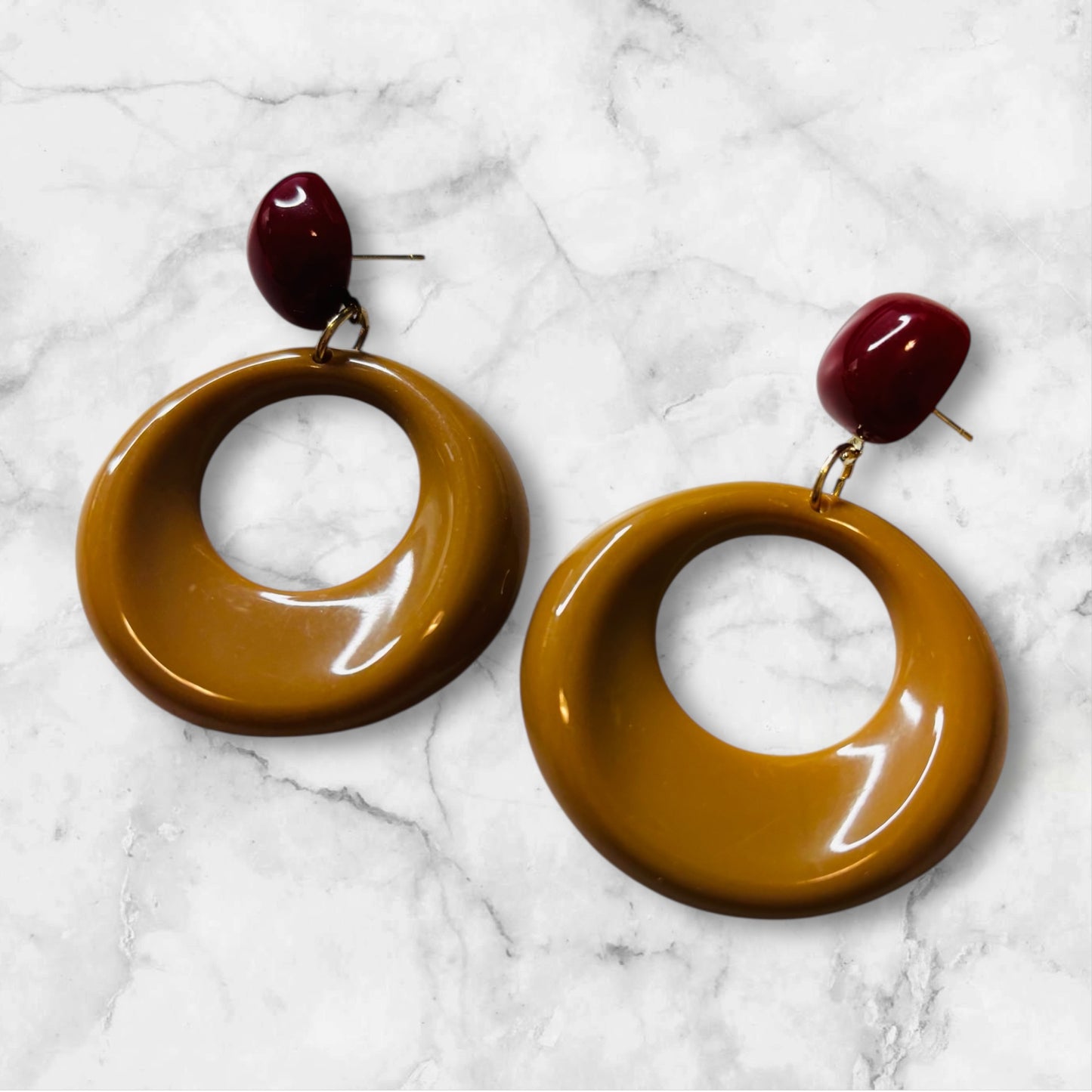 Almost Time Earrings - Coffee/Burgandy