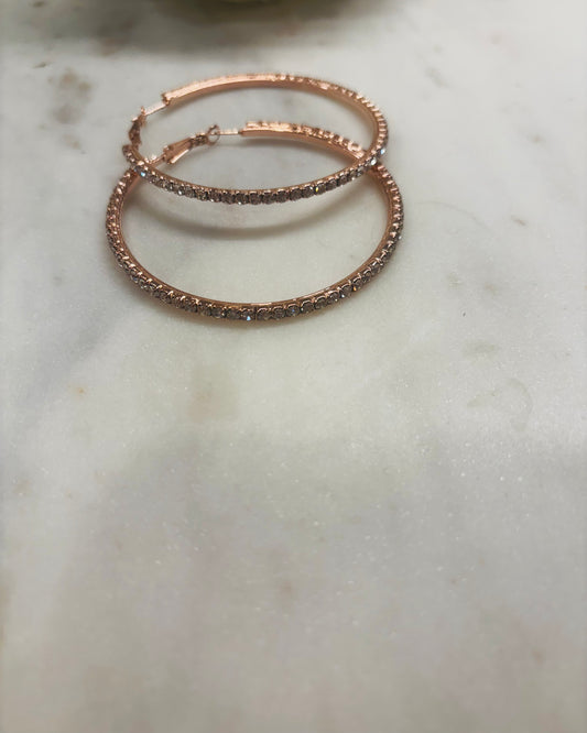 Hoop Girl Rose Gold Rhinestone Hoops