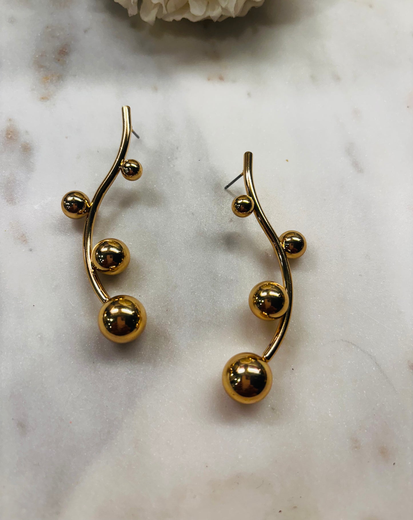Golden Ball Drops Earrings