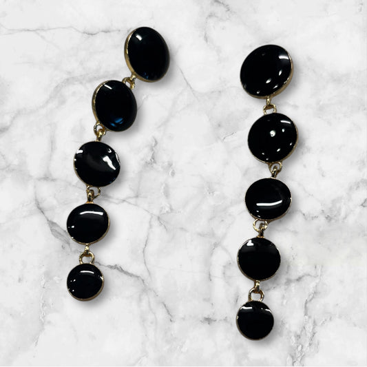 Polished All Around Black Earrings