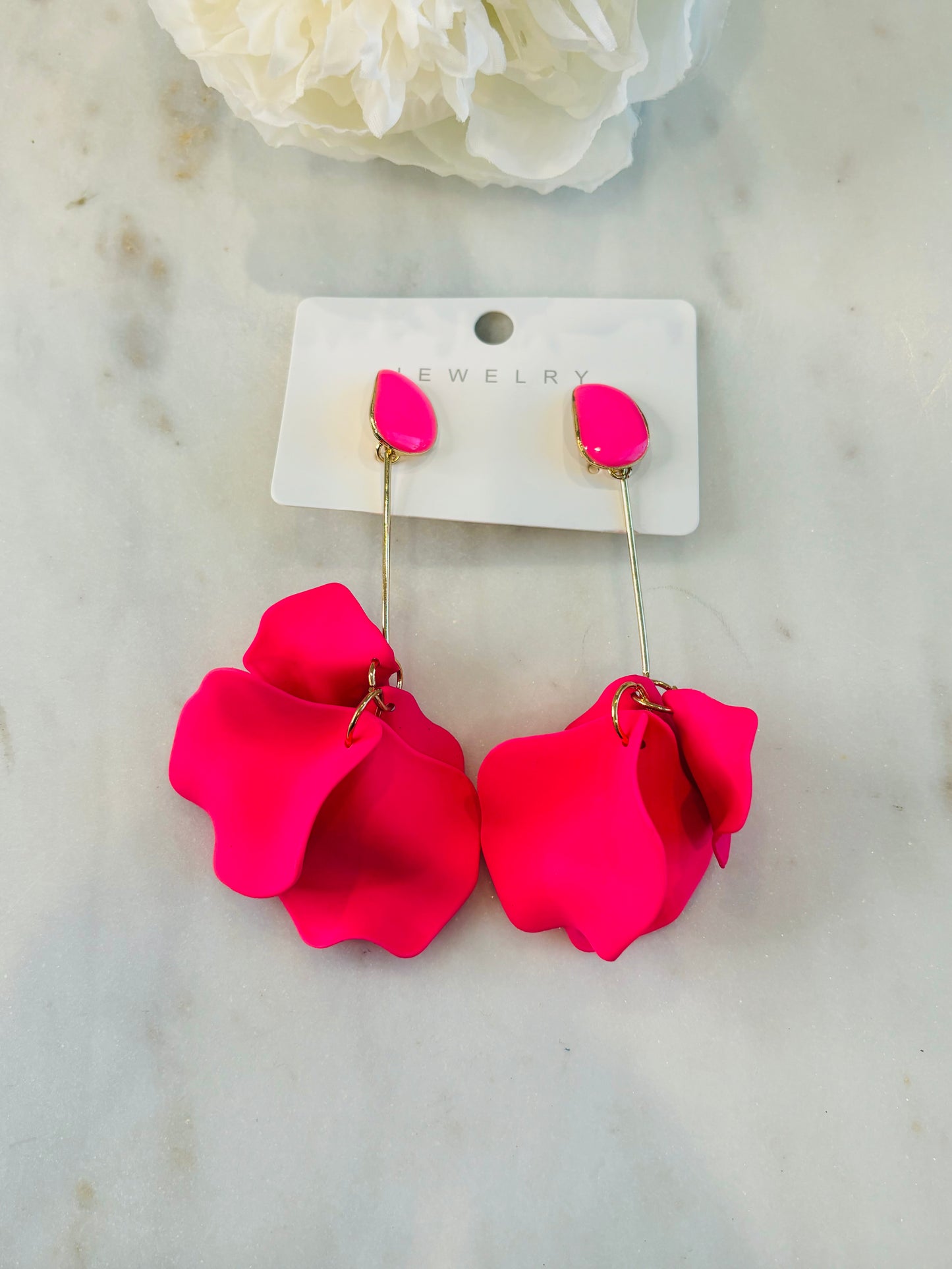 Falling For You Earrings Hot Pink