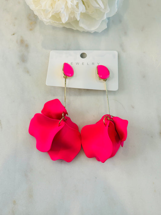 Falling For You Earrings Hot Pink