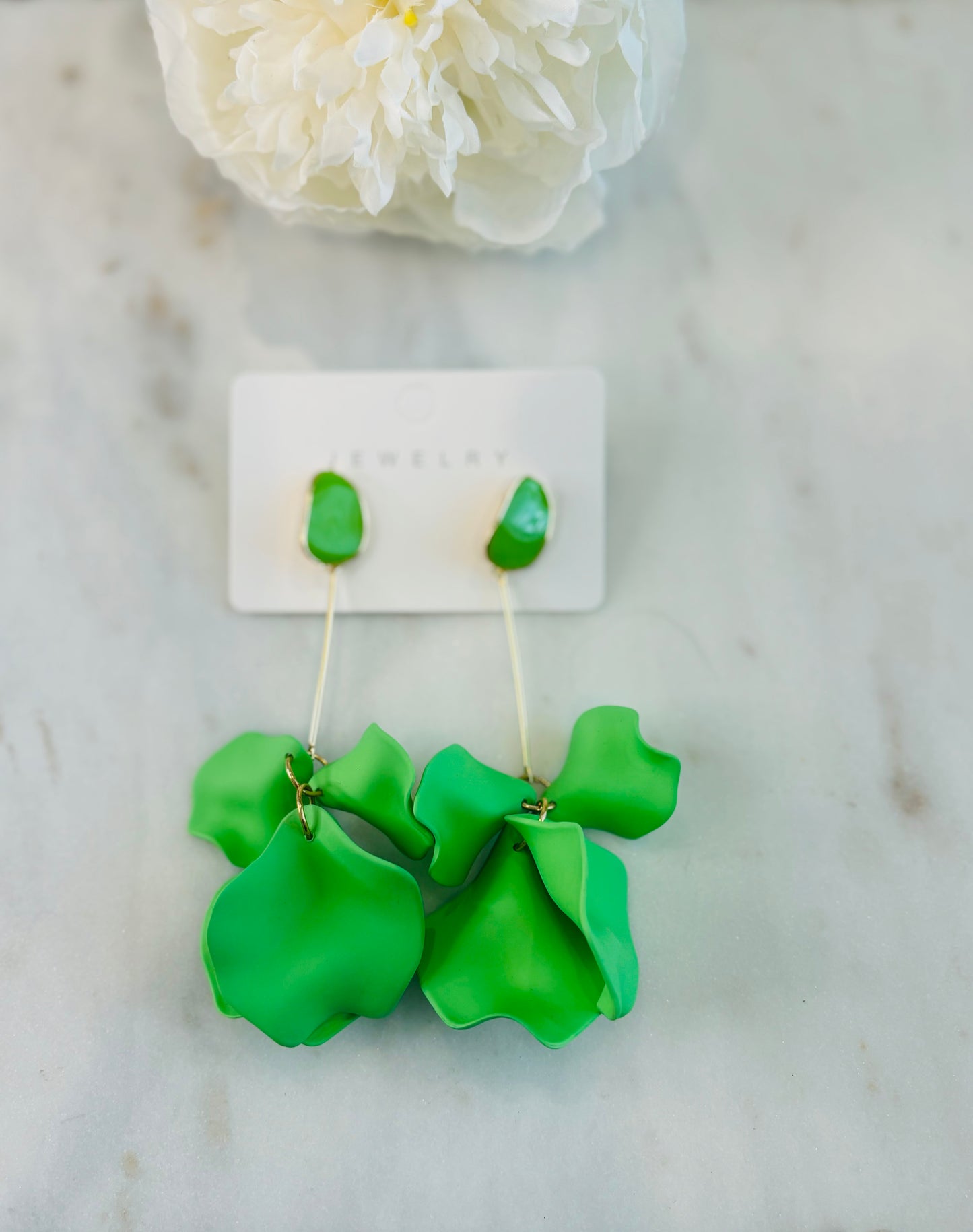 Falling For You Earrings Lime Green