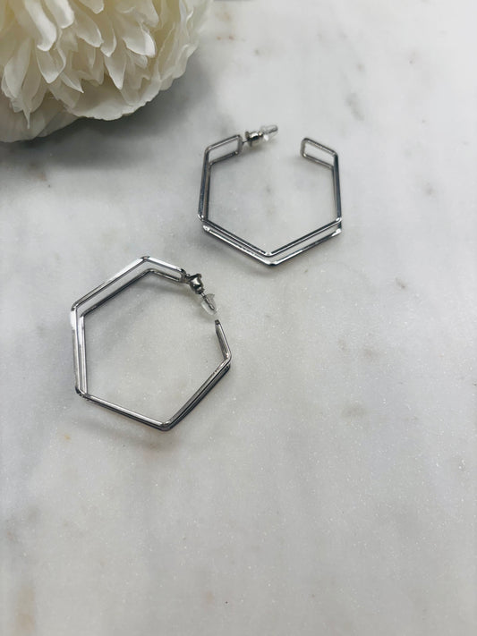 Block You Out Earrings - Silver