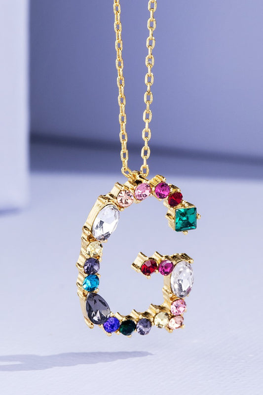 G Rhinestone Initial Necklace