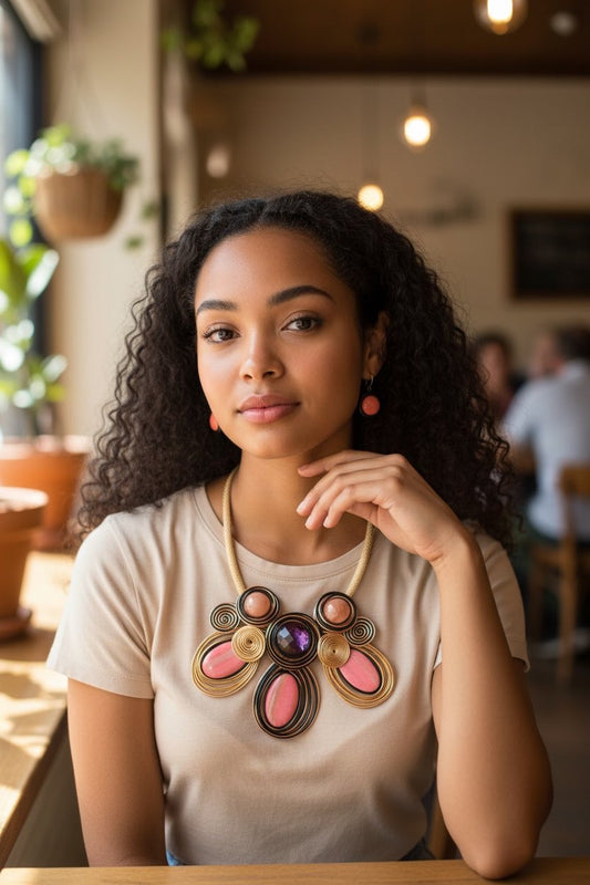 Living Life Necklace Set - Pink