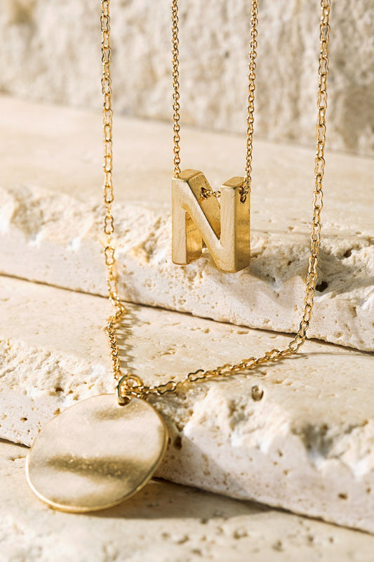 Multi Layer Initial Necklace - N