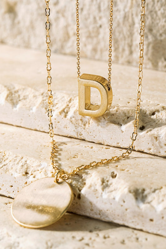 Multi Layer Initial Necklace - D