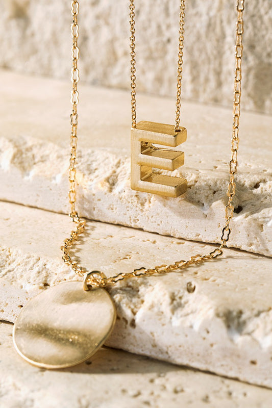 Multi Layer Initial Necklace - E