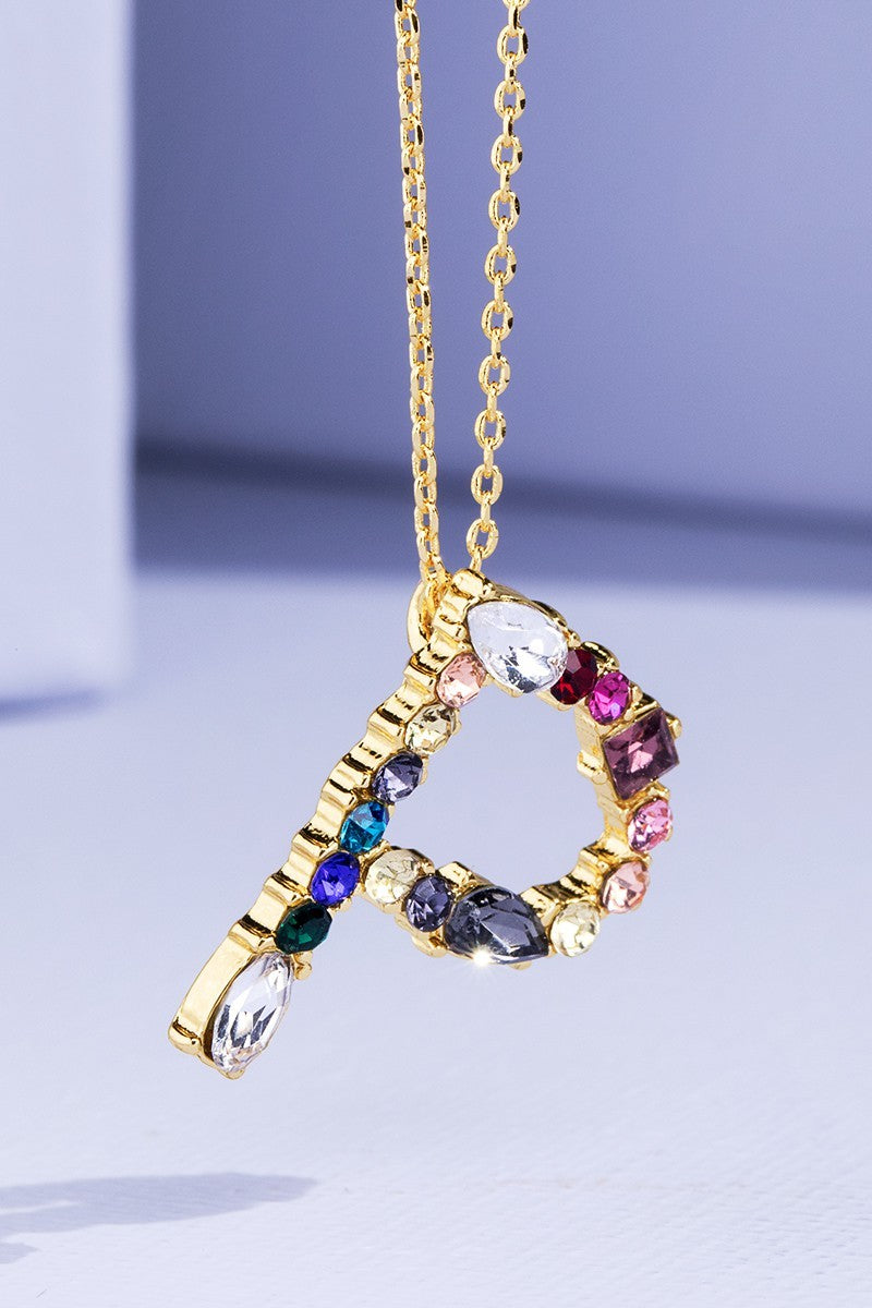P Rhinestone Initial Necklace