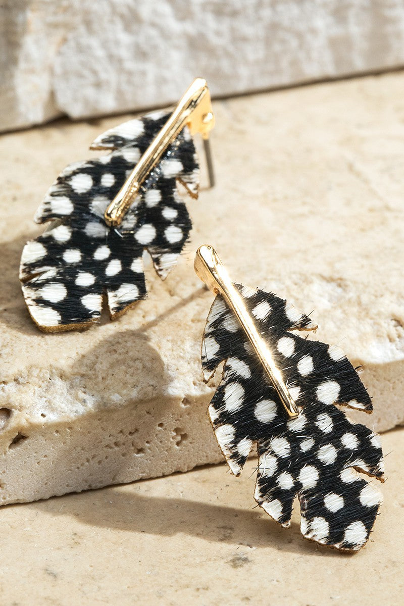 My Mini Print Leather Earrings - Black Cheetah