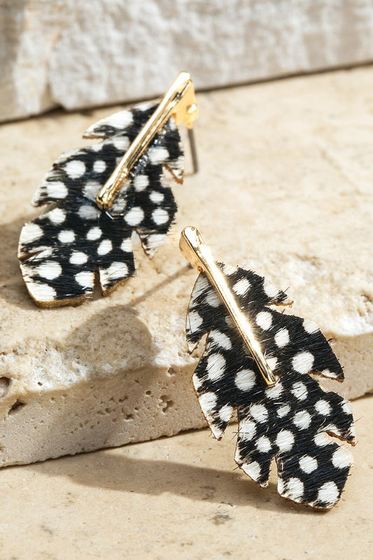 My Mini Print Leather Earrings - Black Cheetah